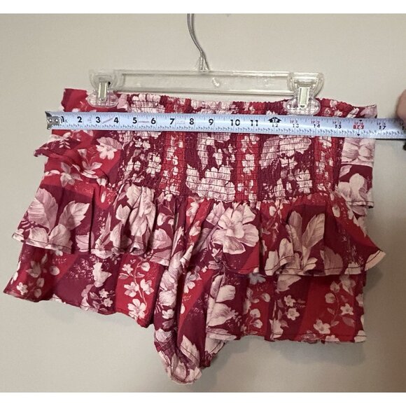 Free People Red Floral Ruffle Shorts - Picture 11 of 13